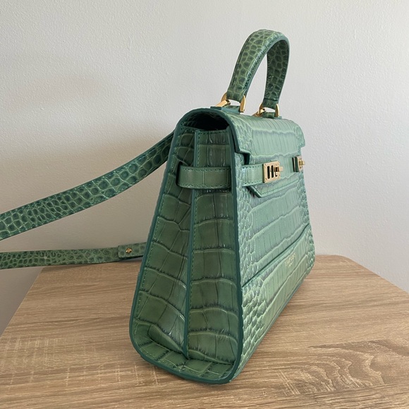 Teddy Blake Kim Croco 11” Salvia Green Purse - Picture 3 of 6